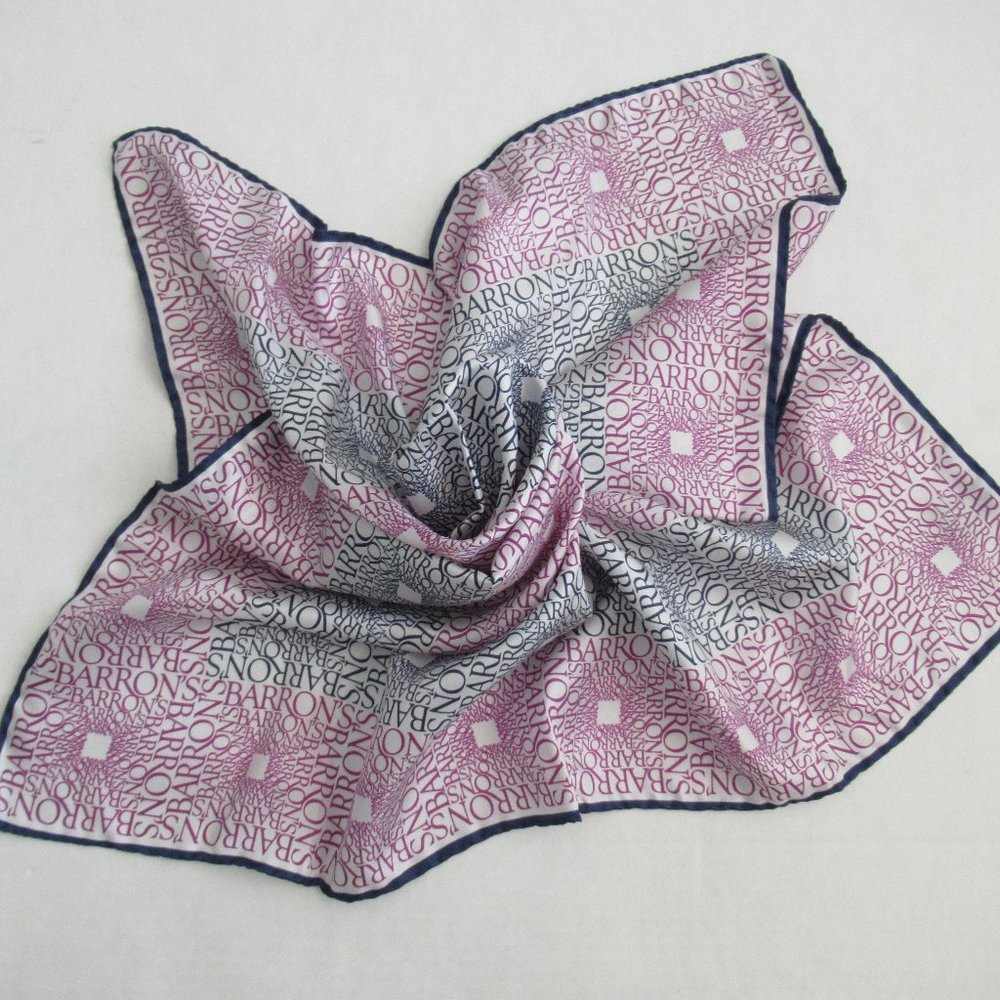 Warden Brooks New York BARRON'S Silk Scarf Made In Italy 25" Blue Purple NIB